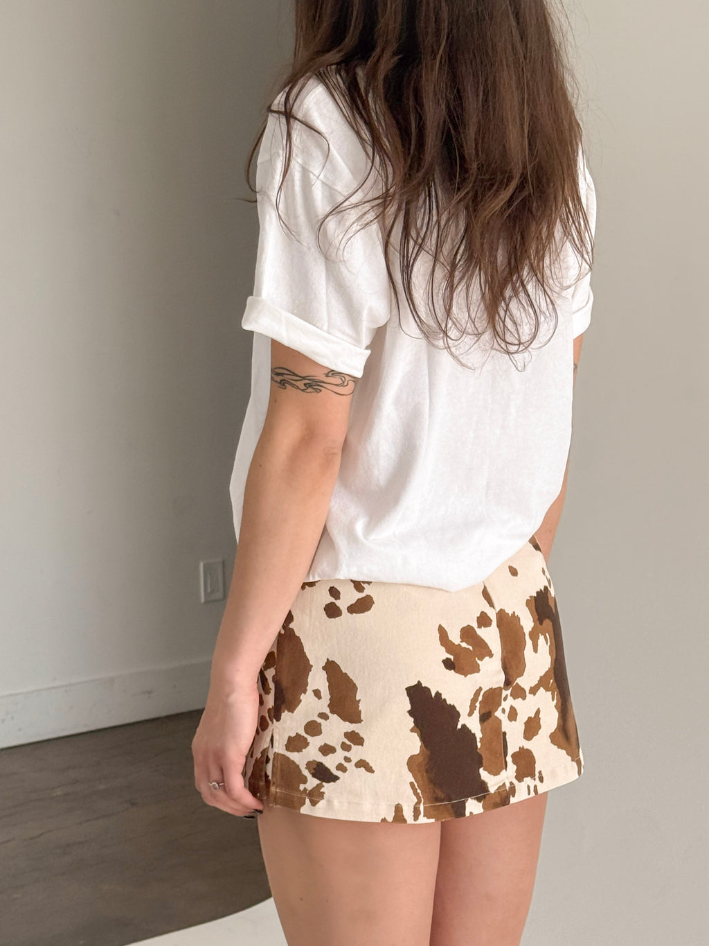 RALEIGH Cow Print Mini Skirt