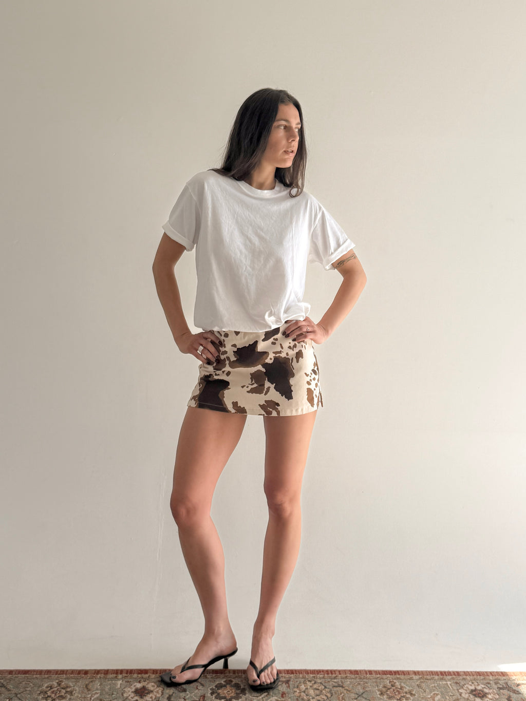 RALEIGH Cow Print Mini Skirt