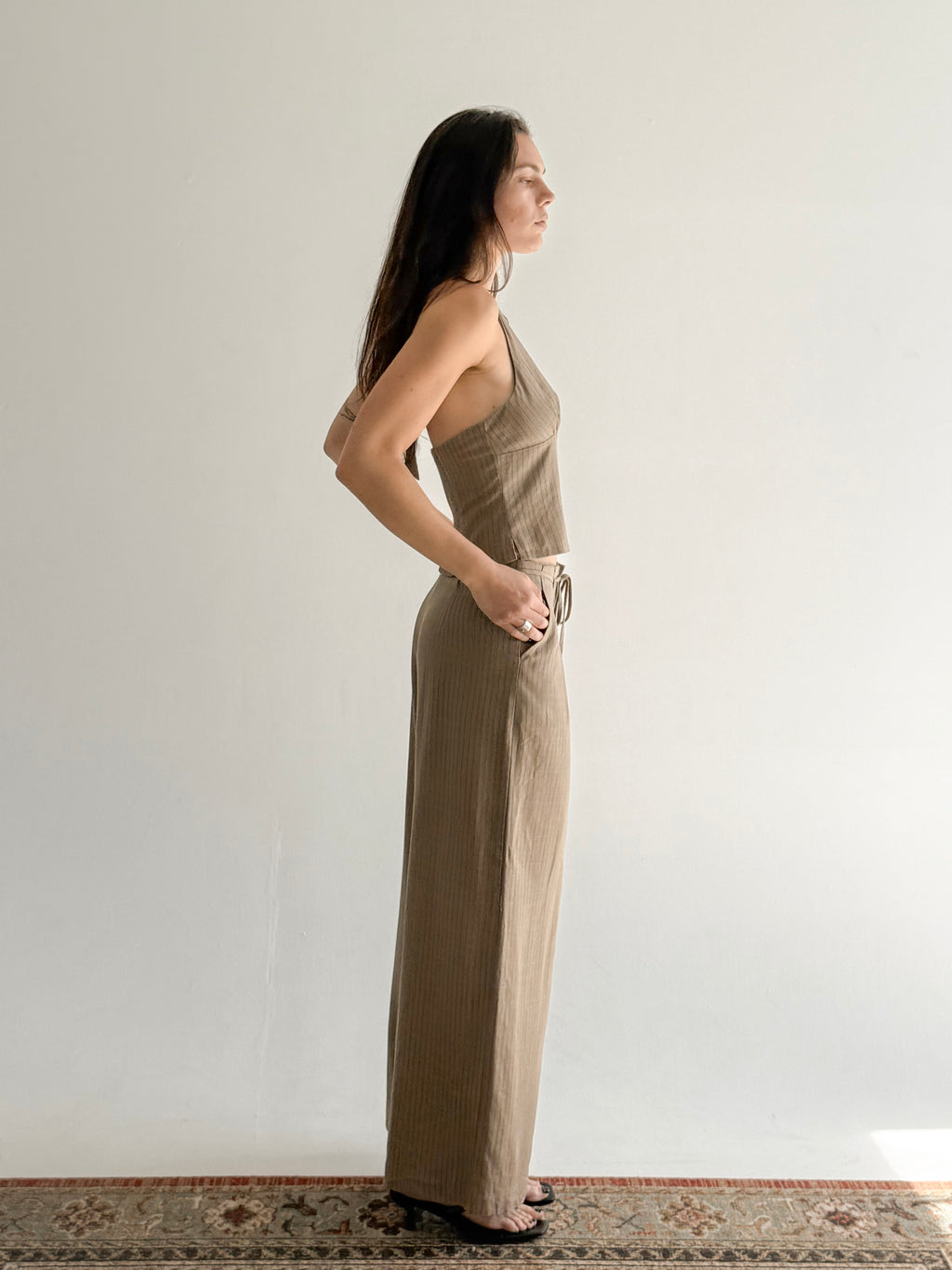 CARA Pinstripe Wide Leg Trousers