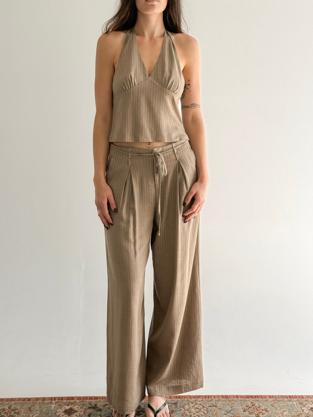 CHLOE Pinstripe Halter Top