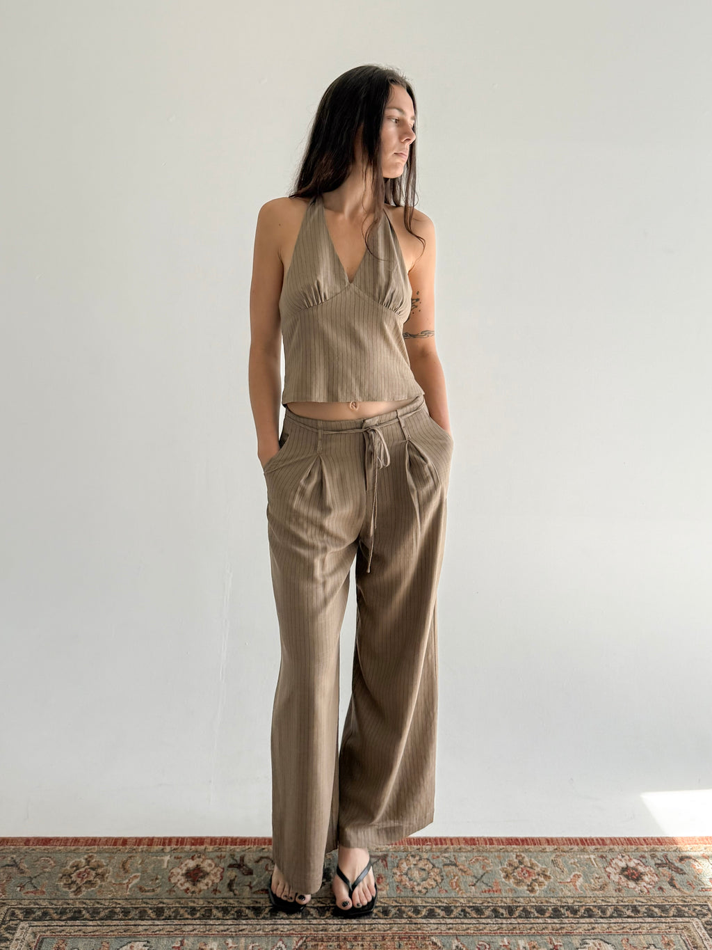 CARA Pinstripe Wide Leg Trousers