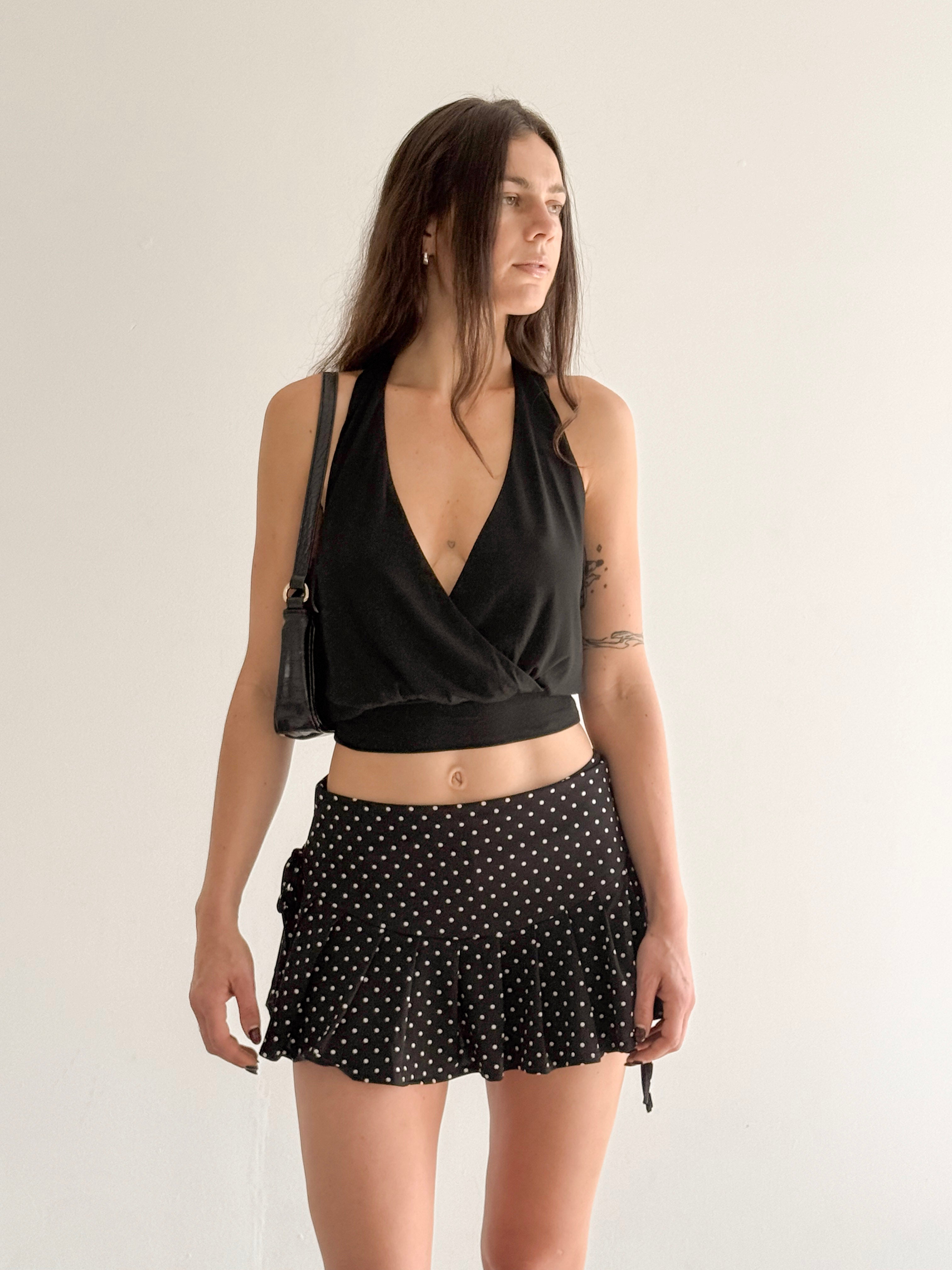 CAMILLE Polka Dot Ruffle Mini Skirt