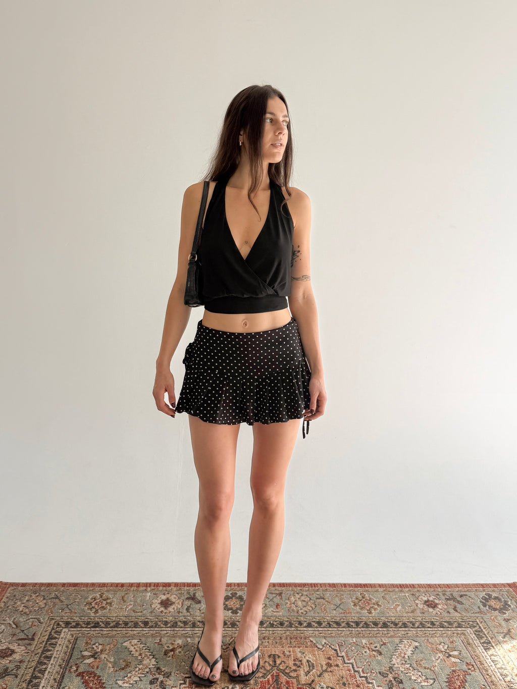 CAMILLE Polka Dot Ruffle Mini Skirt