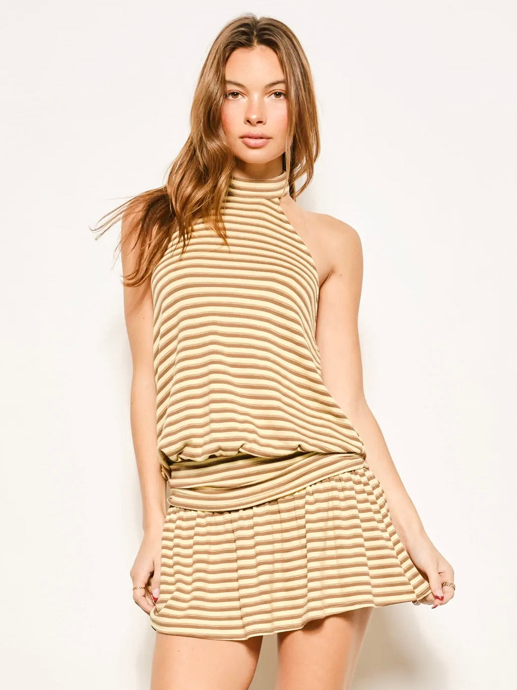 GOLDIE Stripe Halter dress