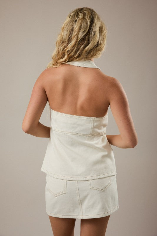 MARLOWE Denim Halter Top